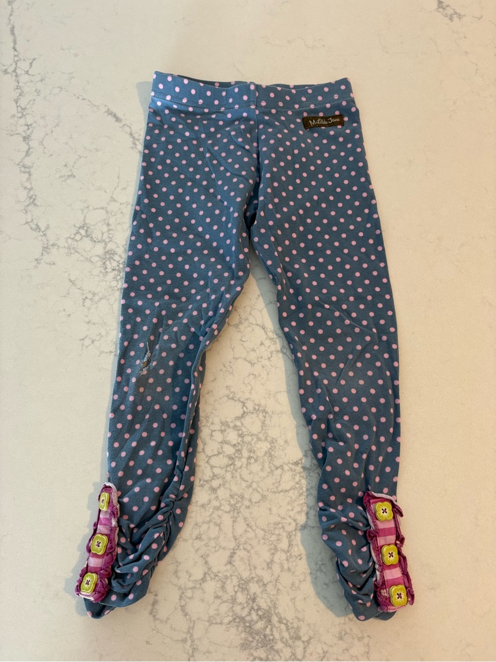 Matilda Jane Blue Polka Dot Leggings with Pink Dots